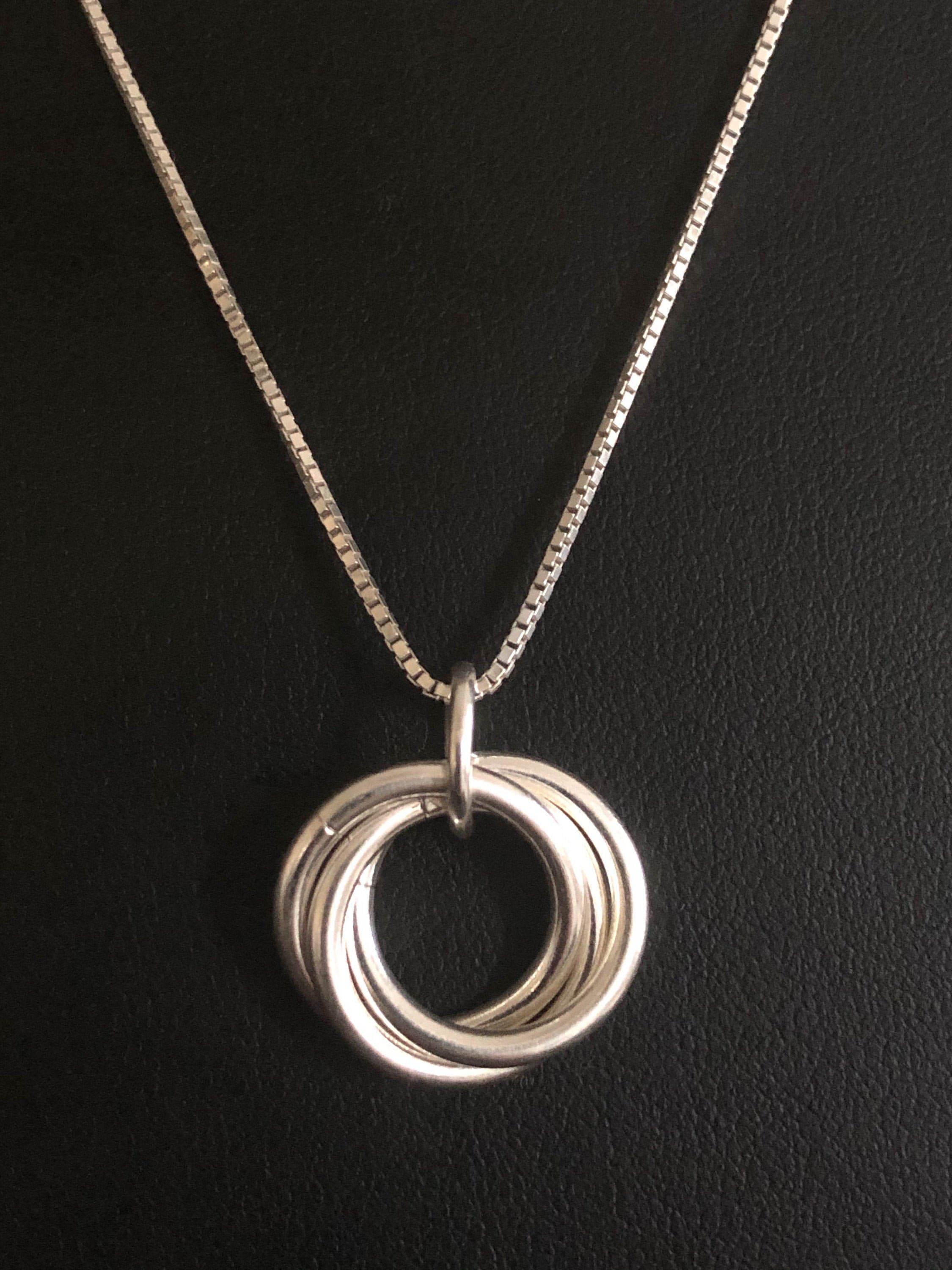 Three Circles Necklace, Sterling Silver 3 Rings Necklace, 30th Birthday ...