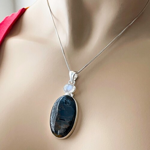 Natural Pietersite Necklace, Sterling Silver Pietersite shops Pendant, Rainbow Moonstone Pendant, June Birthstone, July Birthstone Jewelry