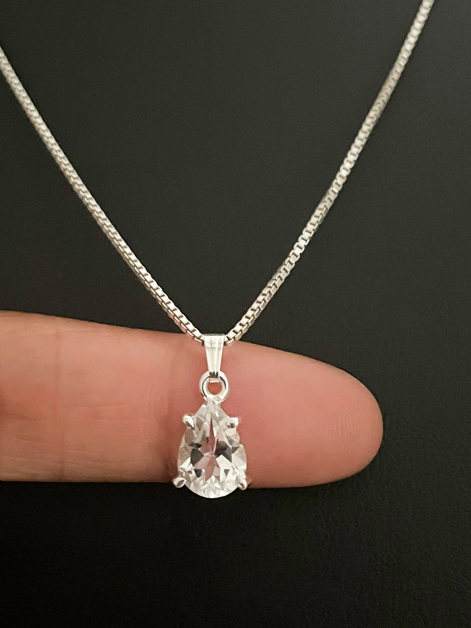 Cushion White Topaz Silver Topped Gold Collet Solitaire Pendant Necklace Signed Fred Leighton, Style N-1049FL-0-WTPZ-SVGO