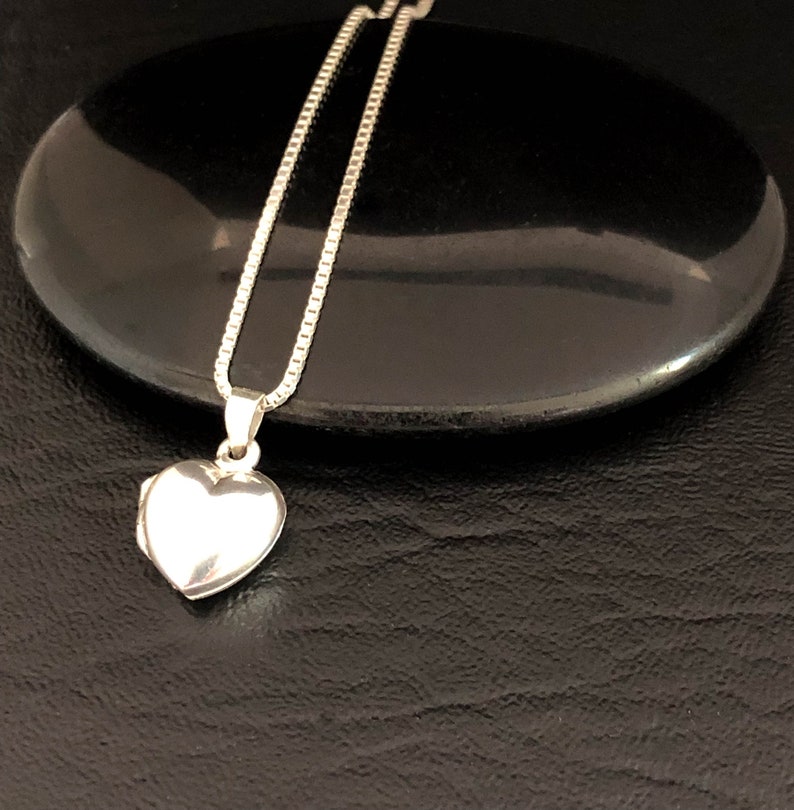Small Heart Locket Sterling Silver Locket Necklace Small Etsy