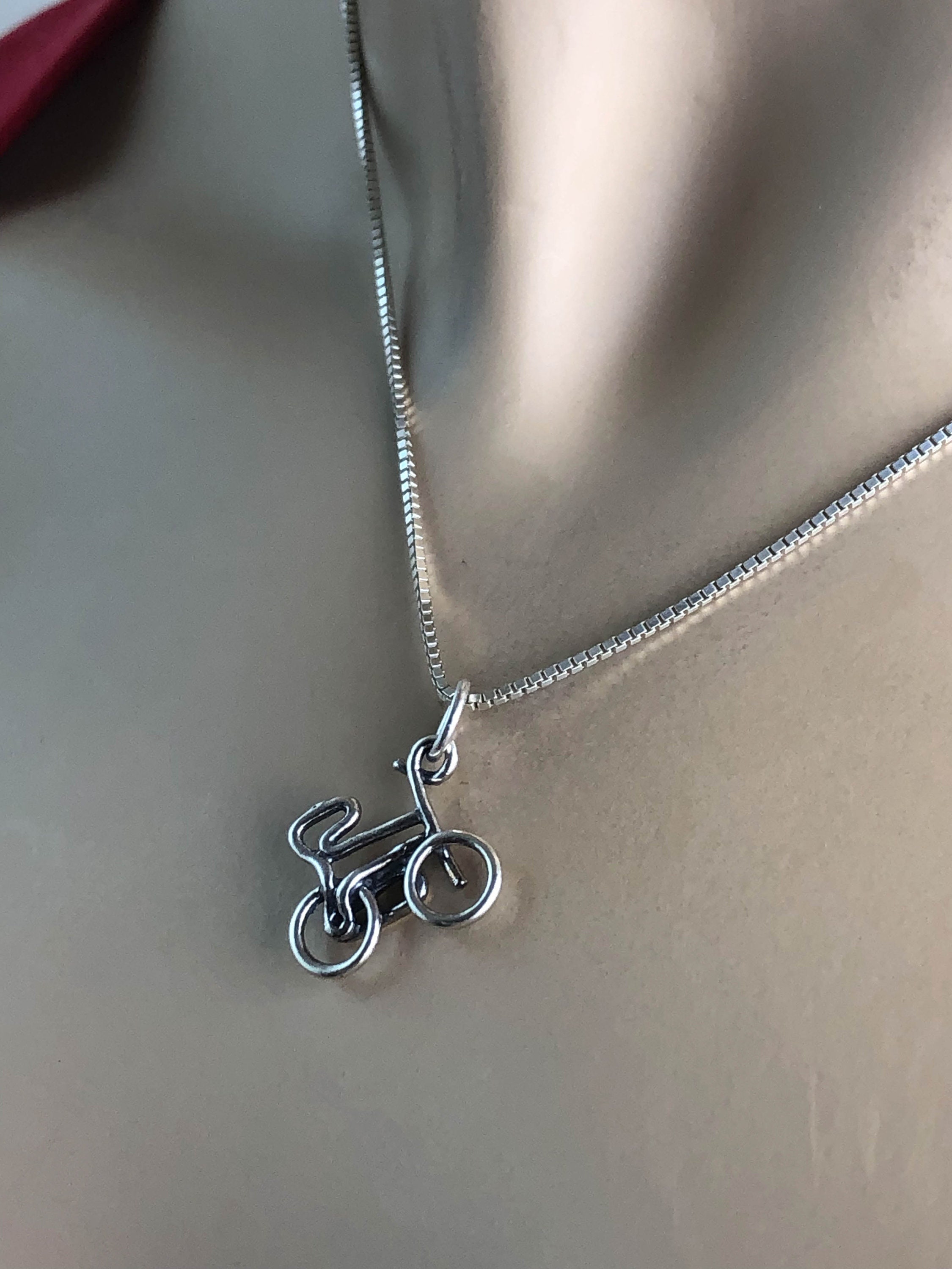 Bicycle Necklace Sterling Silver Bicycle Pendant Bicycle | Etsy