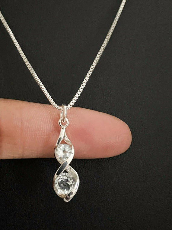White topaz necklace silver deals