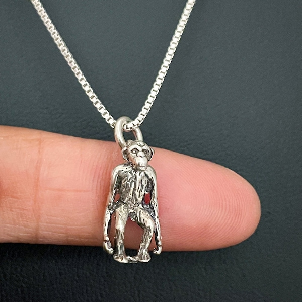 Monkey Necklace, Sterling Silver Monkey Pendant, Texas Jewelry, Monkey Jewelry, Monkey Charm, Layering Necklace, Bridal Wedding Jewelry