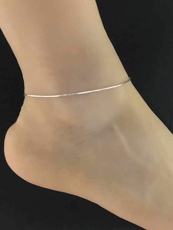 Snake Chain Anklet Sterling Silver Ankle Bracelet Simple Anklet