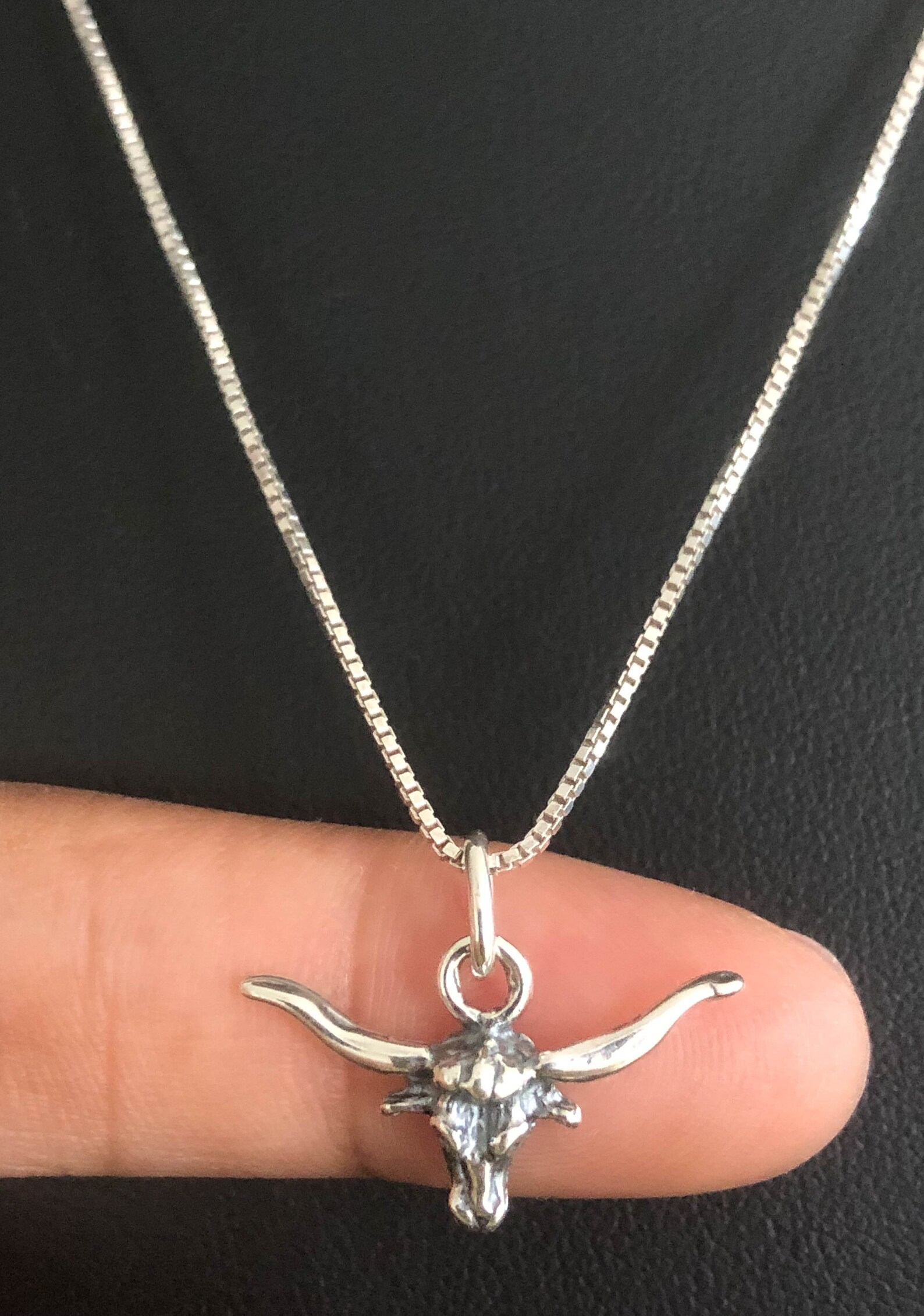 Longhorn Bull Necklace Sterling Silver Longhorn Pendant Etsy