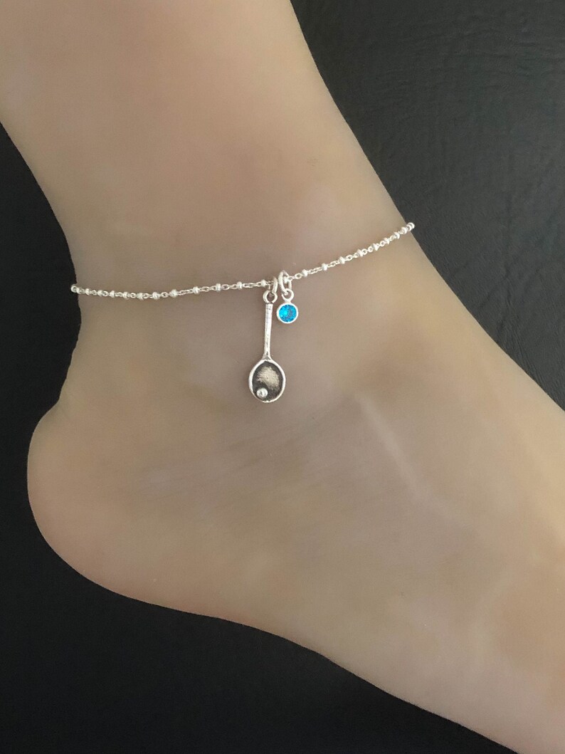 Tennis Racket Anklet Sterling Silver Beaded Ankle Bracelet Etsy
