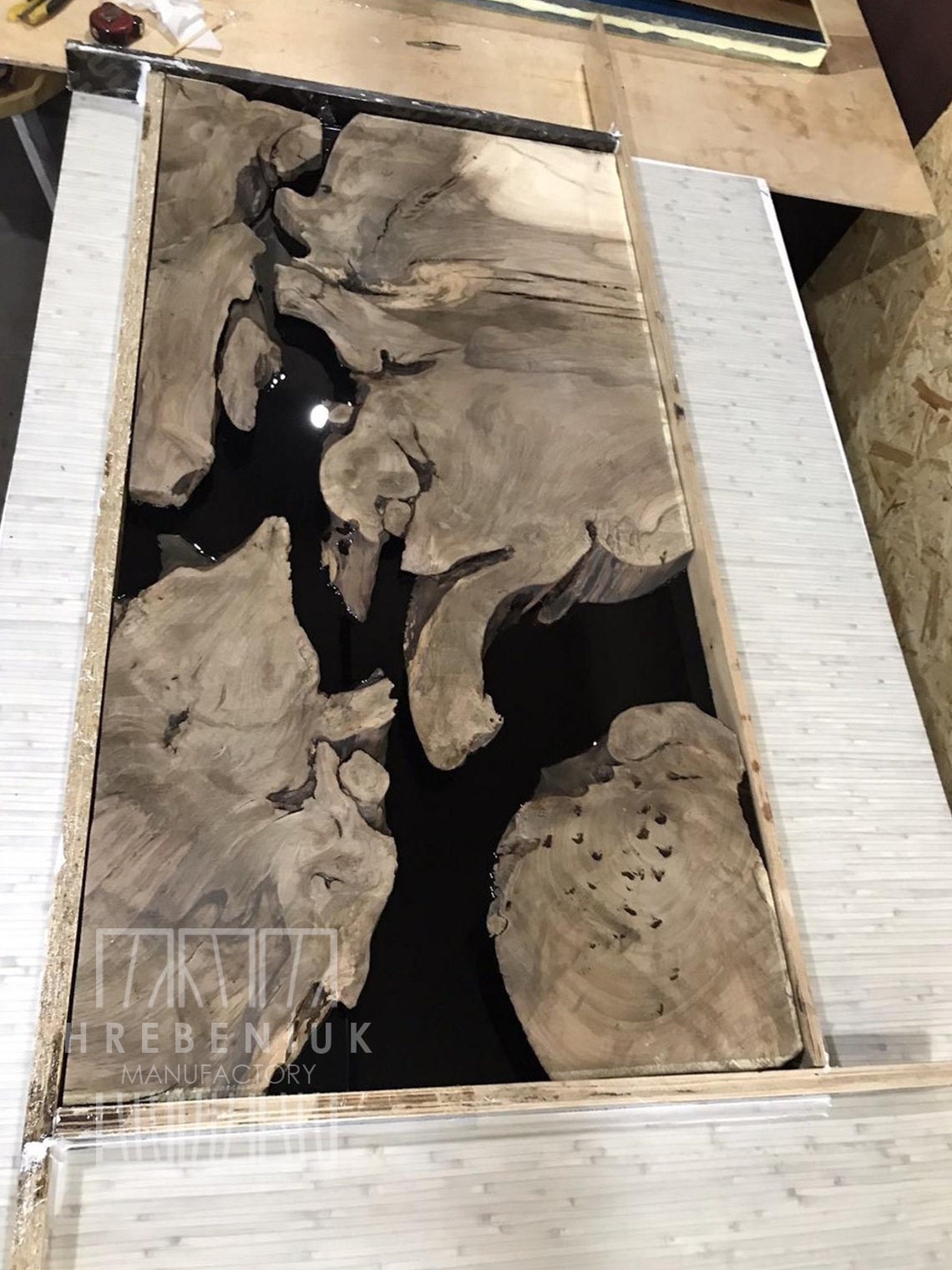 Made to Order Epoxy Wood Resin Black Table Epoxy Walnut Etsy