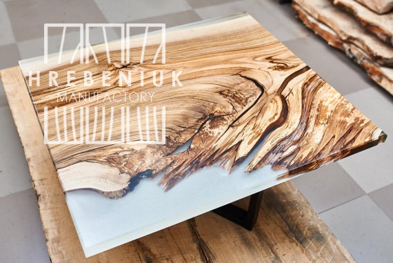 Coffee table Slab wood table White Epoxy Choice of sizes and colours 100 year old wood, end table, coffee table