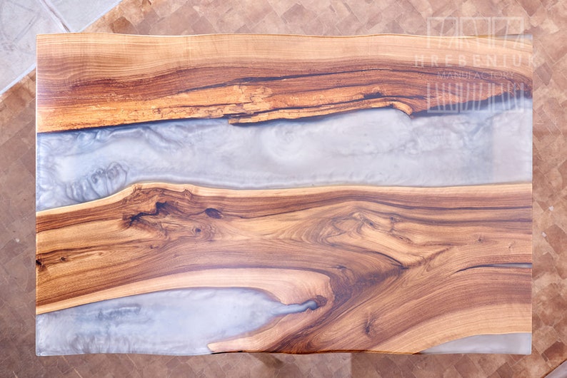 Grey Colored Epoxy Resin Made Gaming Desk