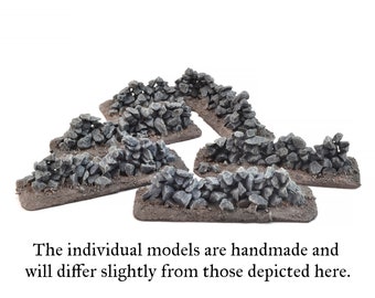 Crumbling drystone walls - 5 unique, hand made and painted 28 mm terrain pieces for games like D&D, Pathfinder, Age of Sigmar and Frostgrave