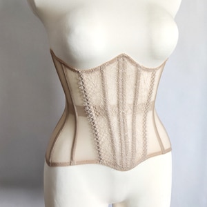 Lace underbust corset. Real waist training corset for tight lacing.  corset bride, women sexy lingerie,steel bones corset,mesh corset