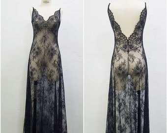 Sexy Boudoir Lace Black Dress. Sheer nightgown, Bridal lingerie, Sheer lingerie,Wedding night lingerie,Luxurious dress