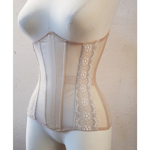 Custom Beige Underbust Corset From Mesh With Lace. Real Waist - Etsy
