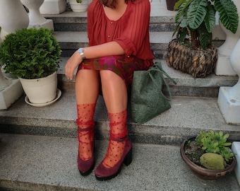 Polka Dot Tulle Sheer Socks, Trendy Mesh Fashion Socks