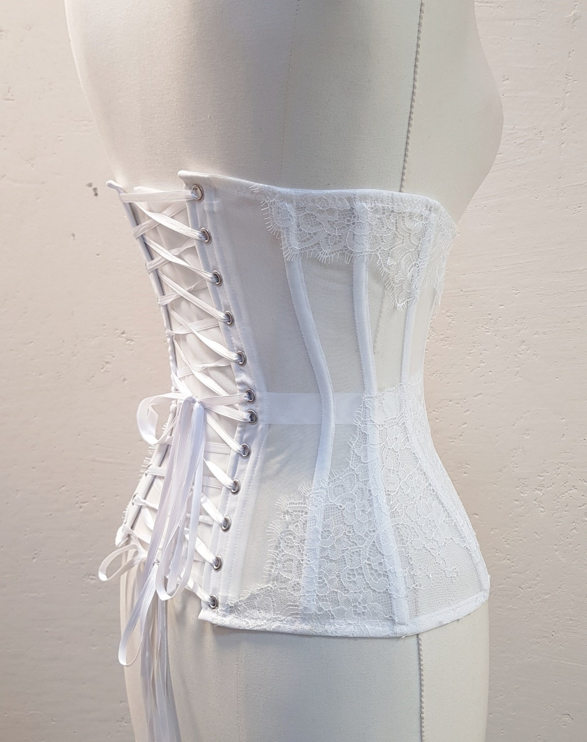 White Lace Underbust Corset Wedding Corset Corset Bride Etsy