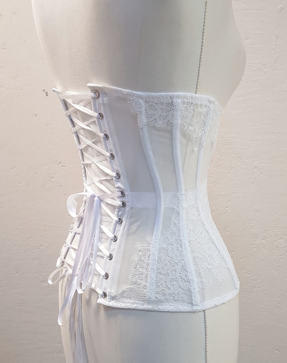 White Lace Underbust Corset, Wedding Corset, Corset Bride, Women Sexy  Lingerie, Lace Corset,steel Bones Corset,mesh Corset,victorian Corset -   Canada