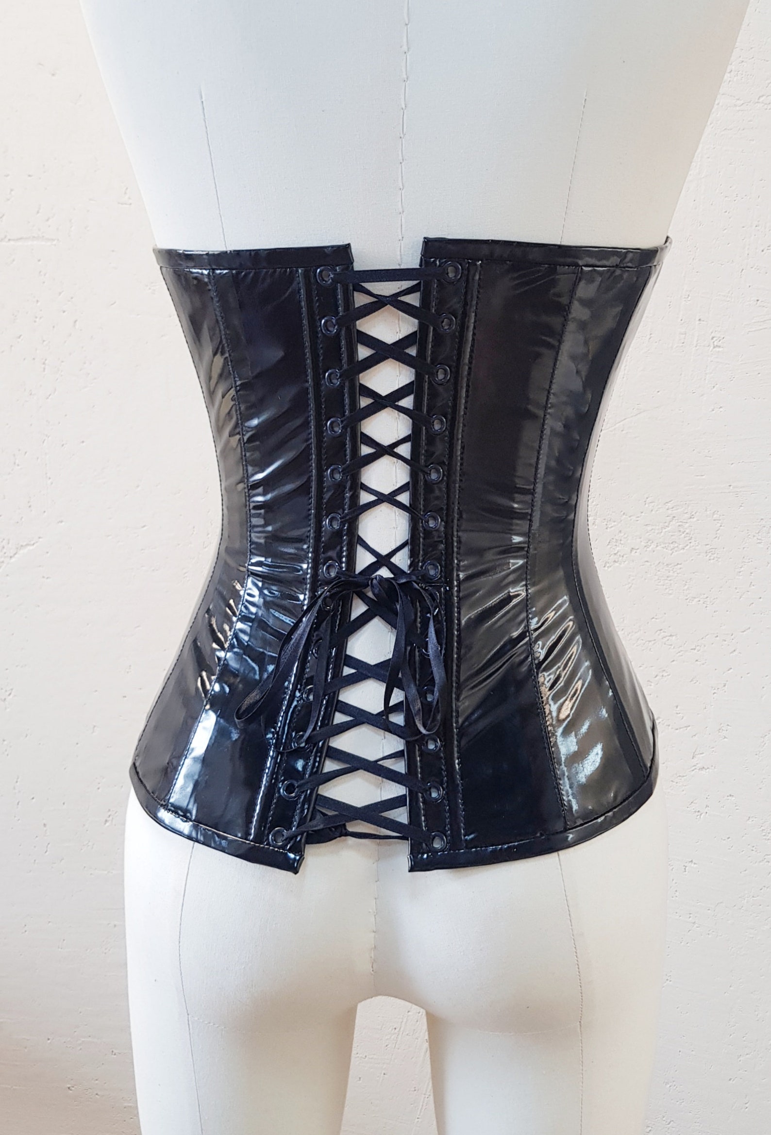Black Heavy Duty Steel Boned Corset Under Bust Waist Training Etsy