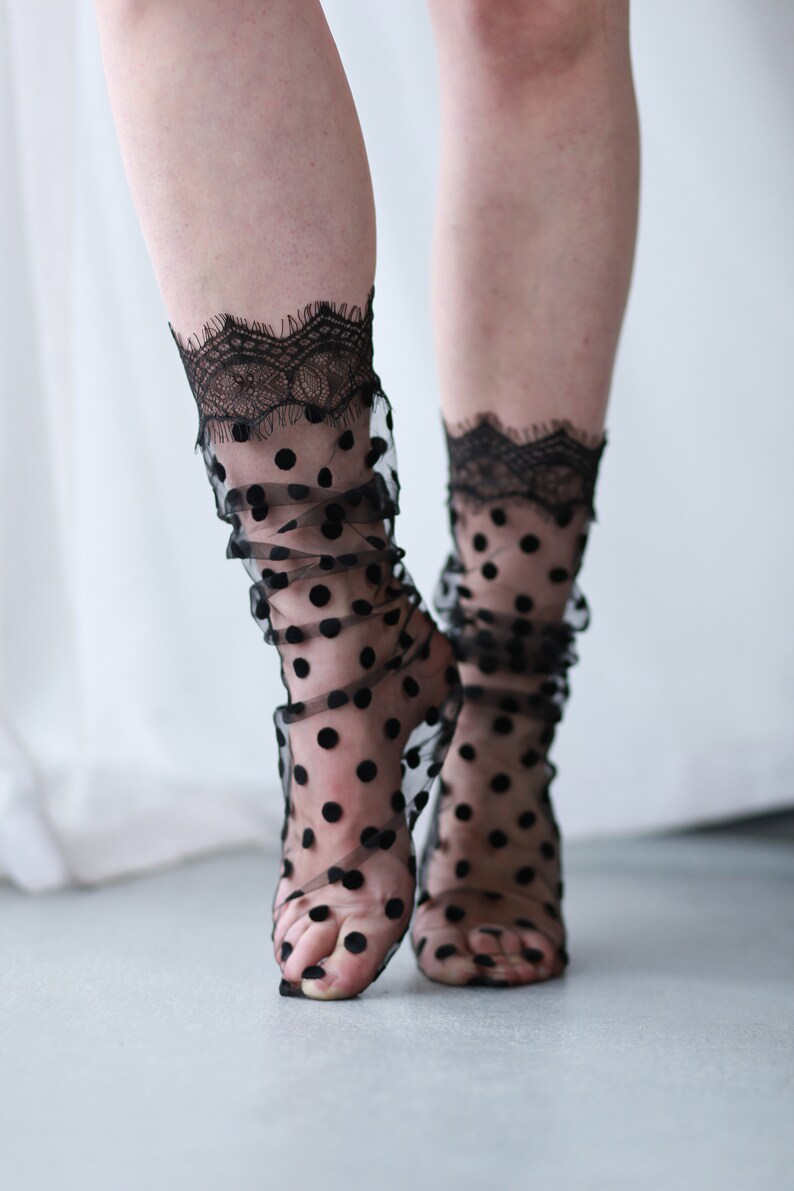 Black mesh SocksBlack Sheer SocksBlack polka dot socksTulle Etsy