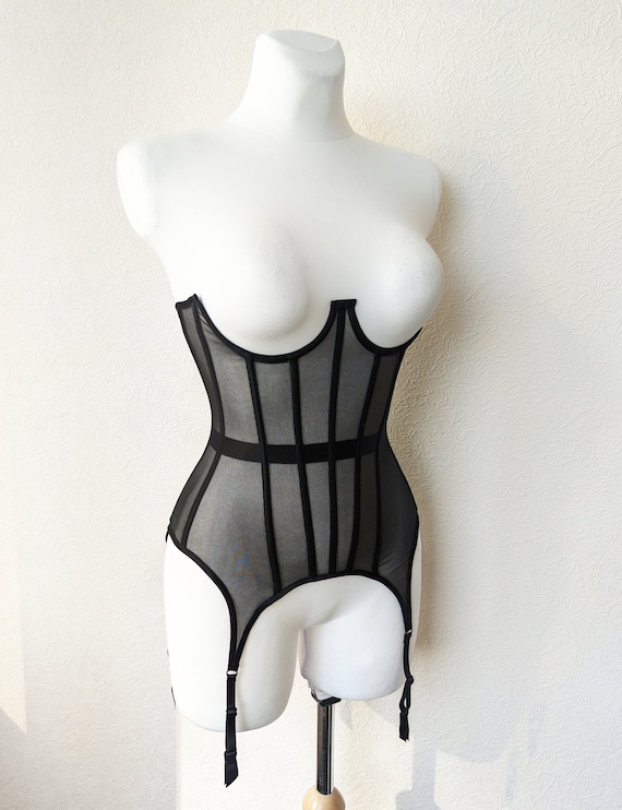 Corset Under-bust with leg suspenders white