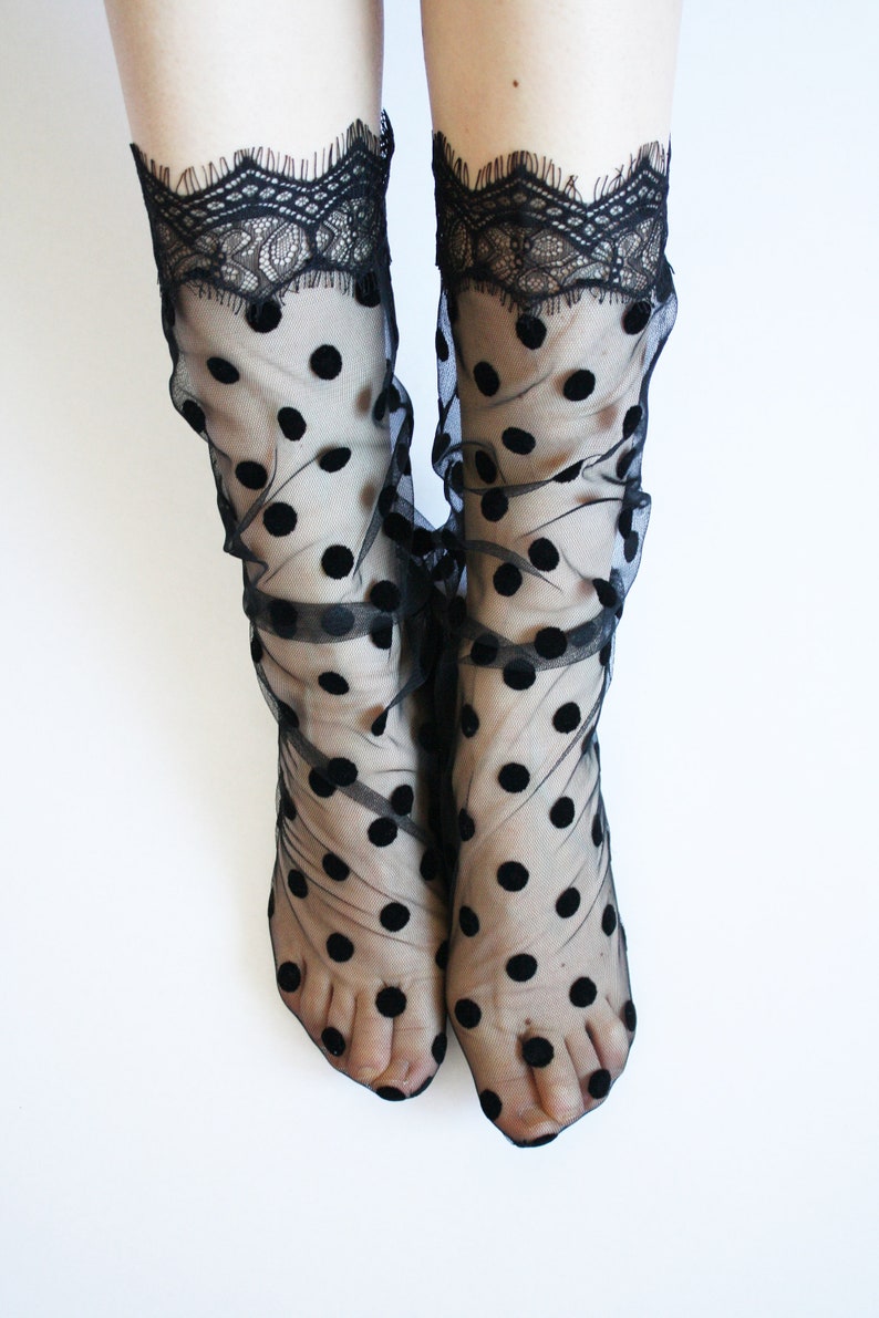 Black mesh SocksBlack Sheer SocksBlack polka dot socksTulle Etsy