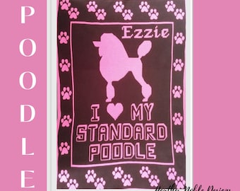 Standard Poodle, Mosaic crochet blanket pattern, Mosaic overlay crochet, dog lover gift, Poodle crochet pattern, Level 2
