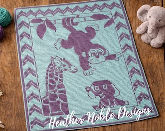 Baby Safari - Mosaik Häkeldecke-Muster (PDF Muster)