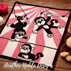 Affenzirkus - Mosaik & Wandteppich Häkeldecke Muster (PDF Muster)