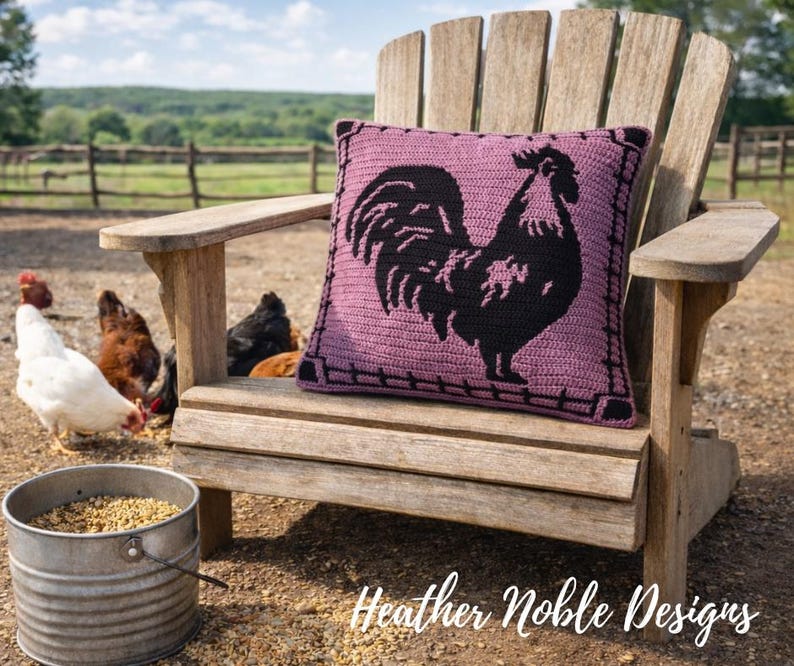 Rooster Pillow - Mosaic Crochet Pattern (PDF Pattern) image 1