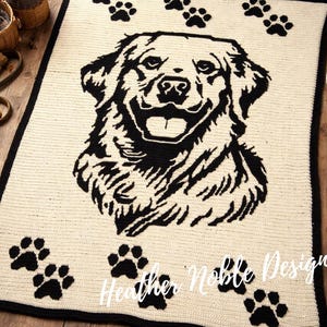 Patroon Golden Retriever - Mozaïek gehaakt deken (pdf-patroon)