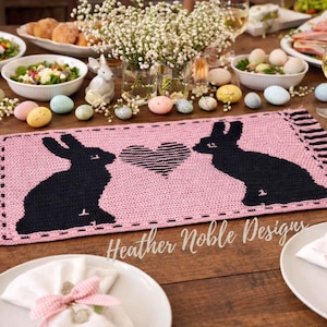 Bunny Love Tischläufer, Mosaik Häkelanleitung (PDF-Muster)