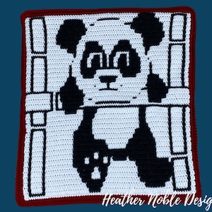 Panda Pillow, Mosaic crochet pillow pattern, mosaic crochet animal pattern, mosaic overlay crochet, mosaic crochet pattern, panda