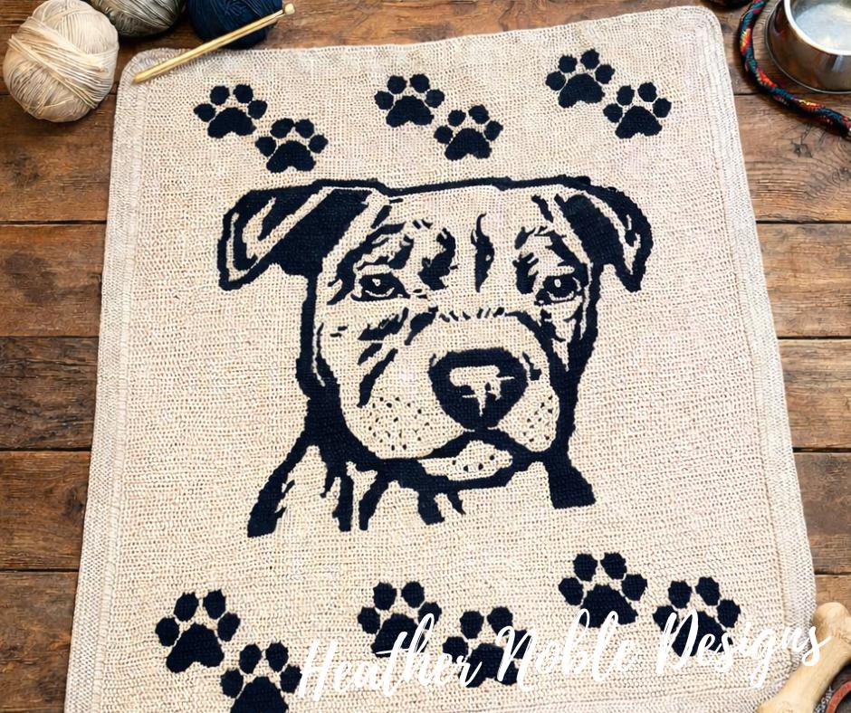 Pit Bull Mosaic Crochet Blanket