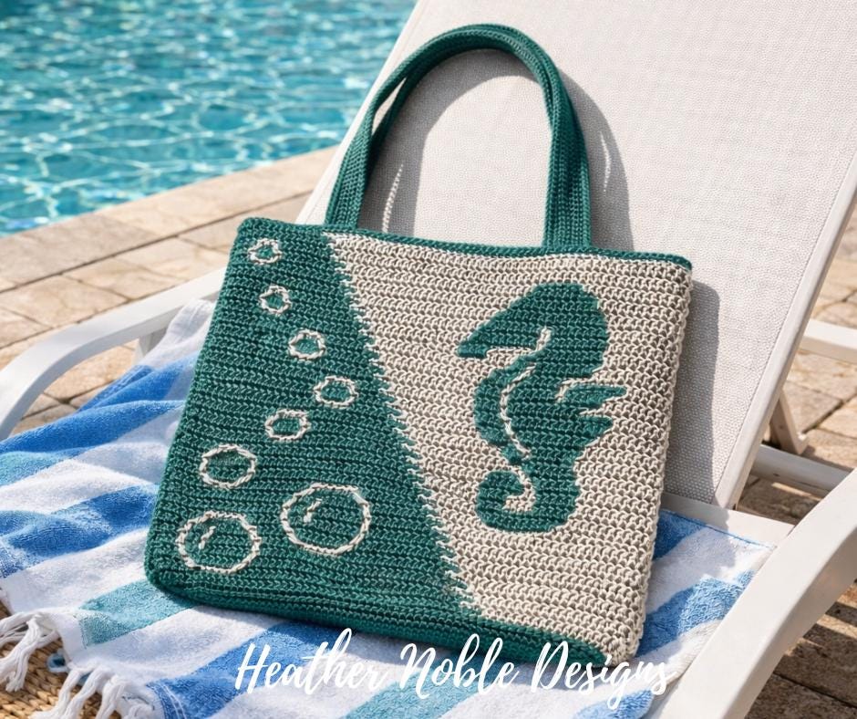 Seahorse Tote - Mosaic Crochet Pattern (PDF Pattern) - Etsy New