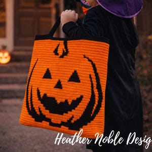 Jack O'Lantern Tote - Mosaic Crochet Pattern (PDF Pattern)