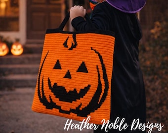 Jack O'Lantern Tote - Mosaic Crochet Pattern (PDF Pattern)