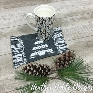 Kerstmok vloerkleed en placemat - mozaïekhaakpatroon (alleen pdf-patroonkaarten)