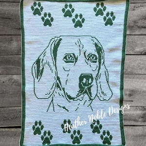 Beagle, Mosaic crochet blanket pattern, mosaic crochet dog pattern, mosaic overlay crochet, crochet blanket pattern, Beagle crochet pattern