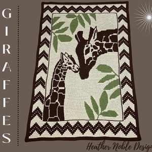 Giraffes 3, Mosaic crochet blanket pattern, animal blanket crochet pattern, mosaic overlay crochet, giraffe crochet pattern, Level 3