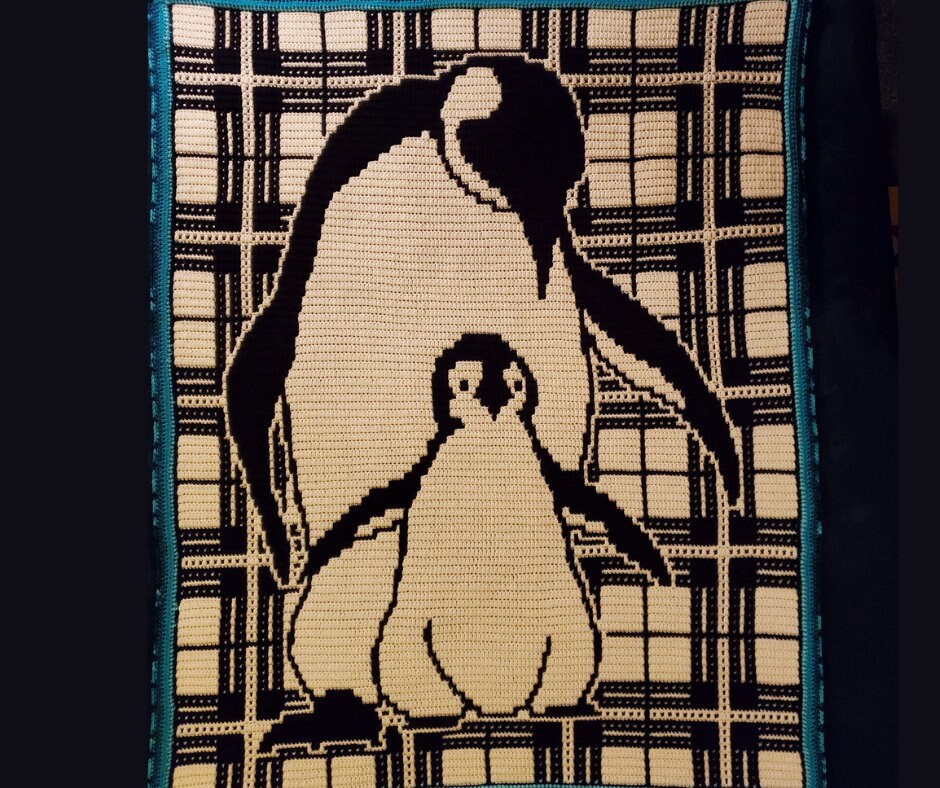 Penguins Mosaic Crochet Blanket Pattern Animal Blanket Etsy