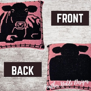Cow Pillow, Mosaic crochet pillow pattern, mosaic crochet animal pattern, mosaic overlay crochet, mosaic crochet pattern, Cow