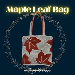 Maple Leaf Tasche Häkelanleitung, Mosaik Häkelanleitung Tasche, Mosaik Overlay gehäkelt, in rund, Level 2