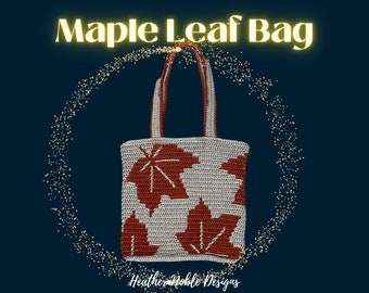 Maple Leaf Bag crochet pattern, mosaic crochet bag pattern, mosaic overlay crochet, in the round, Level 2