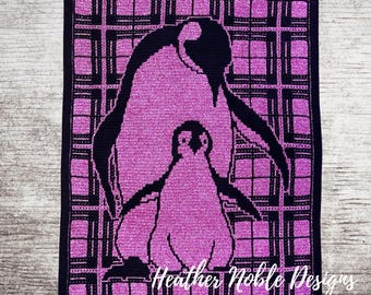 Penguin Blanket, mosaic crochet blanket pattern, mosaic crochet animal pattern, mosaic overlay crochet,  mosaic crochet pattern, penguins