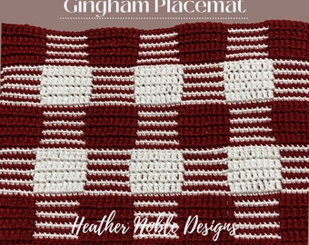 Gingham Placemat, mosaic crochet placemat pattern, mosaic overlay crochet, Gingham placemat crochet pattern, Level 1