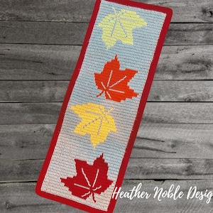 Maple Leaves Table Runner, mosaic crochet table runner pattern, mosaic overlay crochet, Fall home decor pattern, crochet table runner