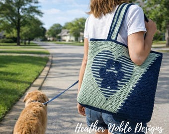 Paw Print Tote - Mosaic Crochet Pattern (PDF Pattern)