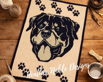 Rottweiler - Patroon gehaakte mozaïekdeken (pdf-patroon)