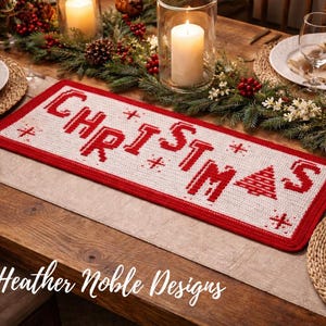 Christmas Table Runner - Mosaic Crochet Pattern (PDF Pattern)