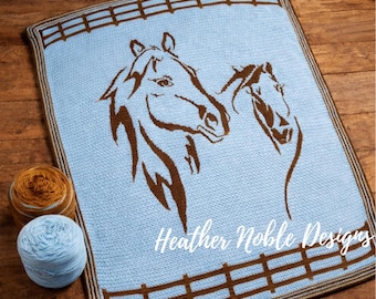 Mare and Foal - Mosaic Crochet Blanket Pattern (PDF Pattern)
