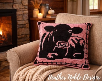 Cow Pillow - Mosaic Crochet Pattern (PDF Pattern)